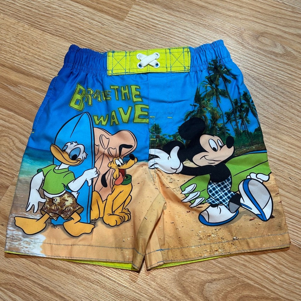Disney Mickey Mouse Donald Duck Pluto Boys Swim‎ Trunks Blue 24M
